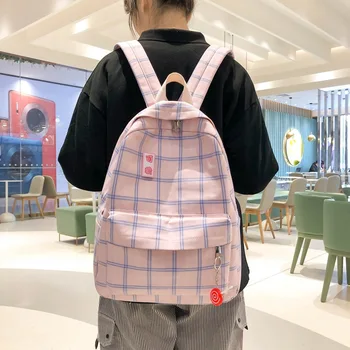 

Schoolbag Women Large Capacity Plaid Backpack Casual Fashion Young Girls Student Shoulder Bag bag pack