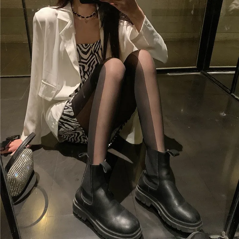 Calze sexy da donna nuova primavera Cute Cat Tail Leggings Collant patchwork con doppia striscia velata tentazione_voghion.com