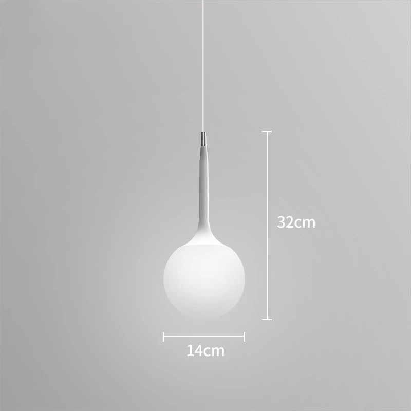 Diameter 14CM Скандинавский молочный белый шар стеклянный подвесной светильник s современный дизайн модель подвесной светильник гостиная столовая спальня фойе подвесной светильник - Цвет корпуса: Diameter 14CM