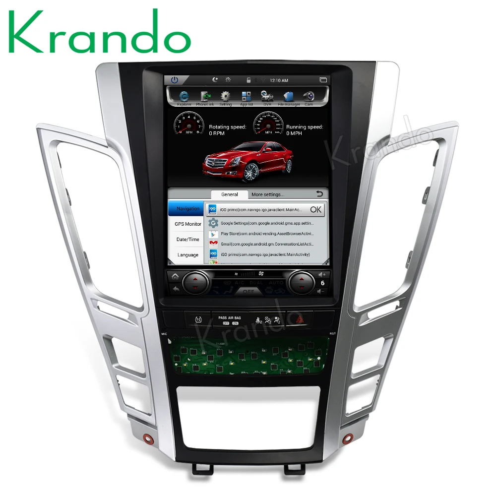 Krando Android 8,1 10," Tesla вертикальный экран автомобильный gps радио мультимедиа для Cadillac старый CTS 2007-2012 дисплей плеер BT 4+ 64g