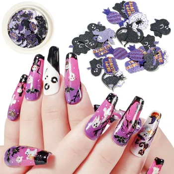 

1PC 3D Nail Sticker Slider for Nail Art Halloween Color Film Handmade Three-dimensional Pumpkin Spider Nail Art Accessories