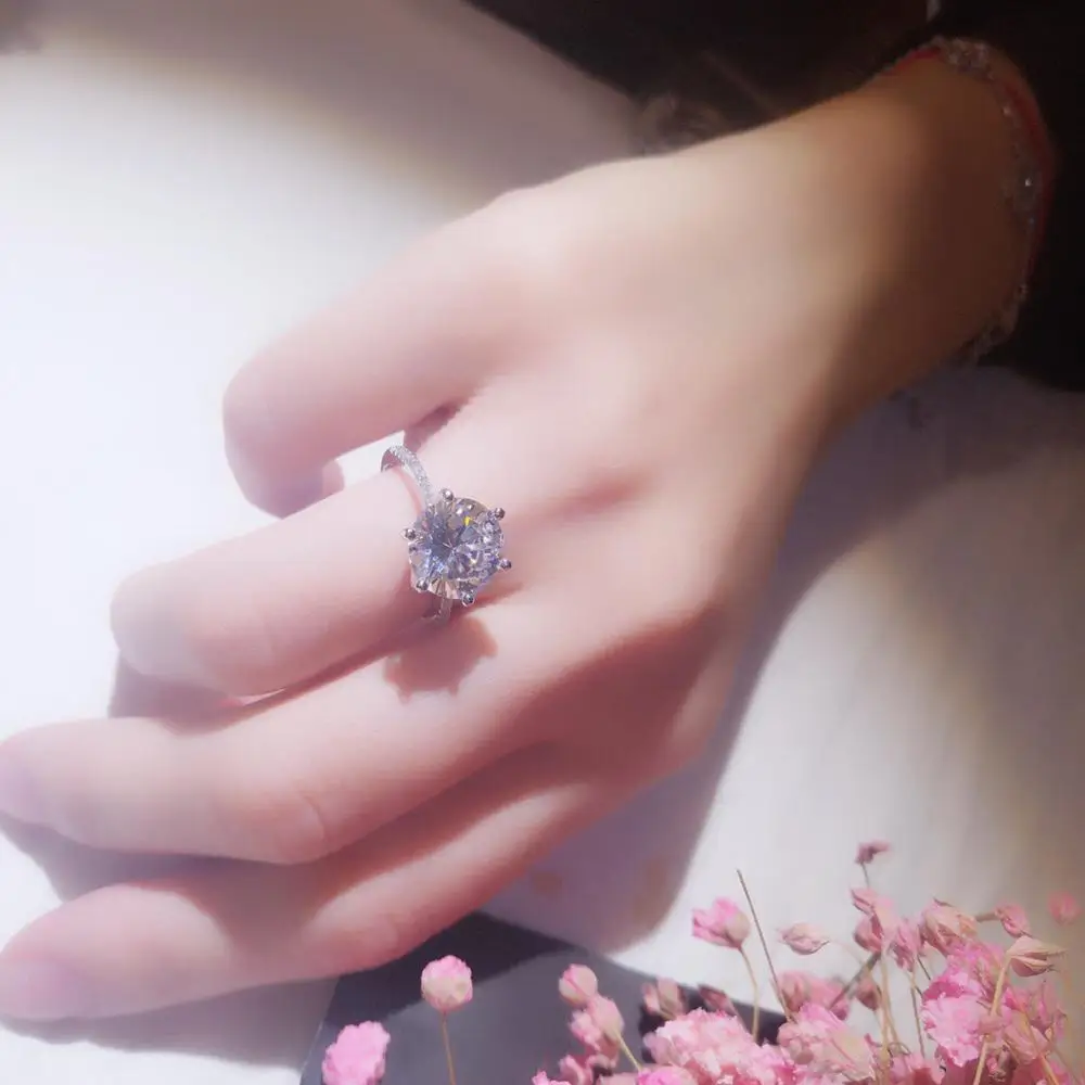 TSHOU176 роскошное женское белое свадебное кольцо набор из настоящего серебра 925