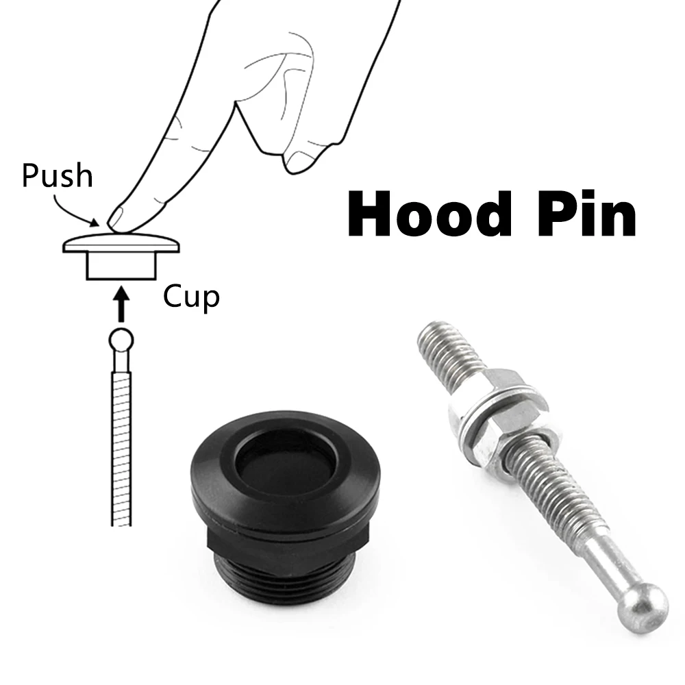 Hood Pins Kit 1Pcs Universal Hood Pin Lock Clip Push Button Bonnet Quick Release Bumper Latch Aluminum