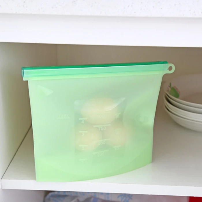 Silicone Food Storage Bags Reusable Fresh Bag Vacuum Sealer for Fruit Meat Milk AUG889