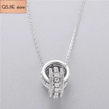 

QSJIE High-quality SWA original SWA personality double pendant necklace lady's chain jewelry Necklace
