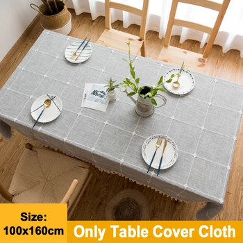 

Desktop Hotel Table Cover Cloth Cotton Linen Home Decoration Tassel Tablecloth Kitchen Dining Room Dust Proof Restaurant Office