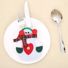 Christmas Xmas Decor Snowman Kitchen Tableware Holder Pocket Dinner Cutlery Bag