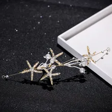 Изысканные диадема Морская звезда жемчужные аксессуары для волос головной убор горячая Распродажа Морская звезда свадебные украшения