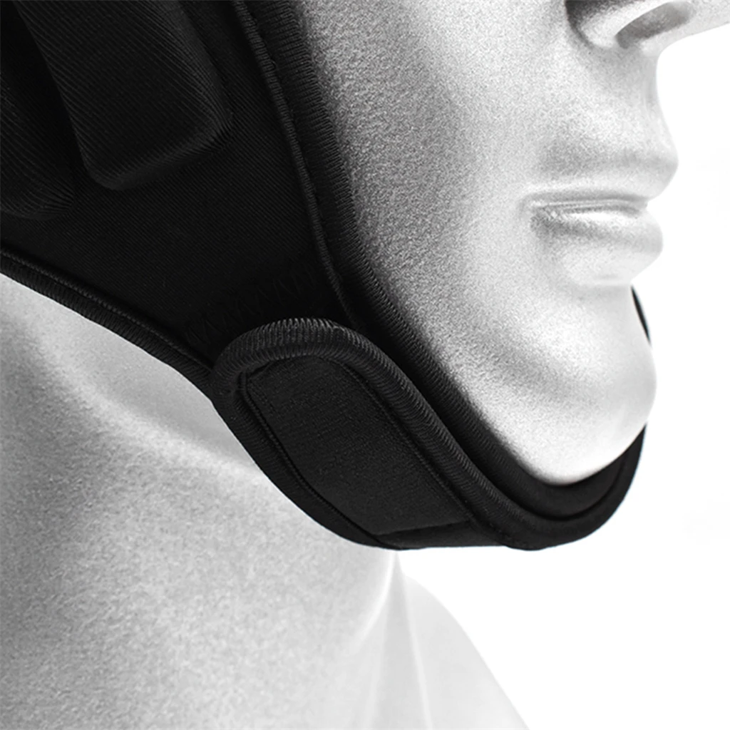 EVA Shockproof Sports Helmet Football Goalkeeper Rugby Head Protector Headguard with Visor Black Choice Sizes