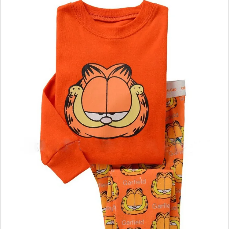 Новая весенне-Осенняя детская одежда, пижамы, Детская футболка с длинными рукавами для мальчиков+ штаны, пижамный комплект с героями мультфильмов для детей 2-7 лет - Цвет: Бежевый