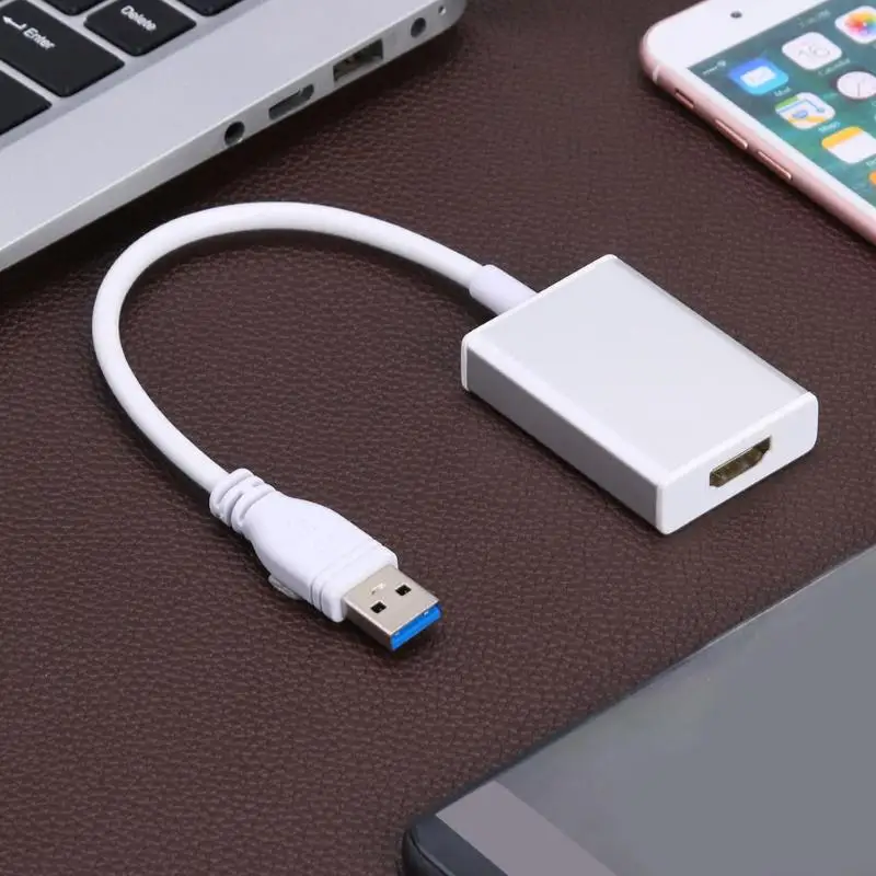 Горячая Распродажа, адаптер, конвертер, изящный дизайн, 24 K, позолоченный USB 3,0 в HDMI 1080 P, видео кабель, адаптер, конвертер для ноутбука