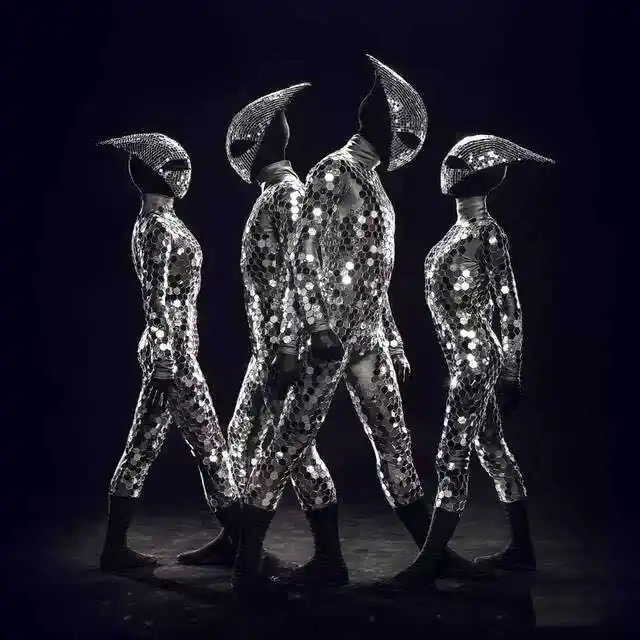 Space alien Modern dancemirror costumes technology future warrior bodysuit mask laser dance performance clothing gogo costume|Movie & TV costumes| - AliExpress