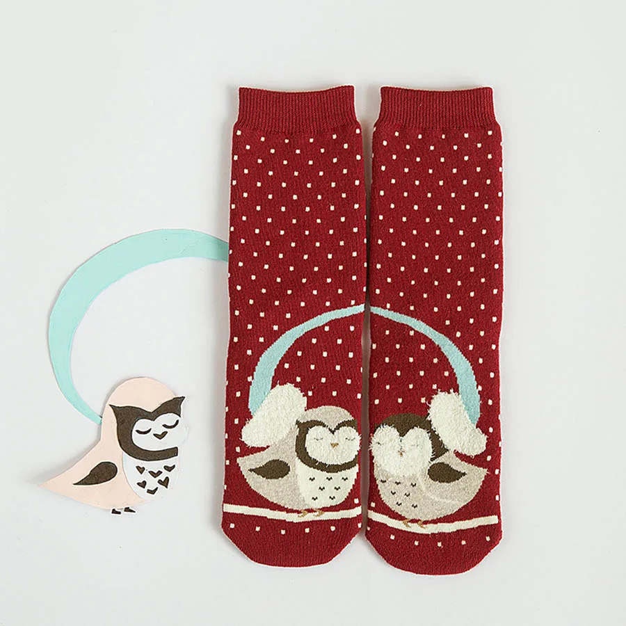 Red Socks WPLOIKJD/осенне-зимние теплые махровые милые носки с петлями; повседневные забавные носки с рисунками животных; носки на Рождество; Calcetines; подарок - Цвет: Red Socks