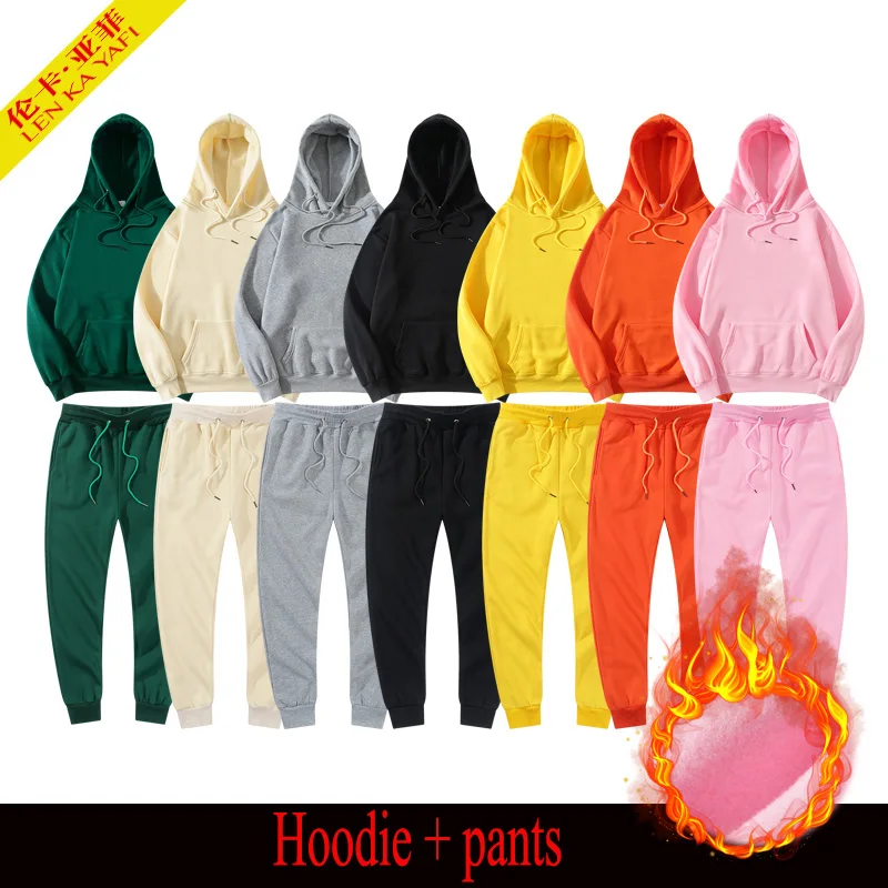 Women's Tracksuit Men's Sweatshirt Sets Hoodies+Pants Jogging Winter Fleece Jogger Sports Suit Pullover Fashion Clothing | Мужская