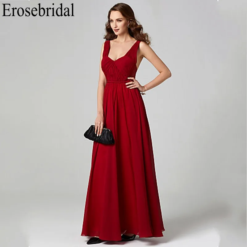 Erosebridal красное вечернее платье вечерние Длинные шифоновое длинное формальное