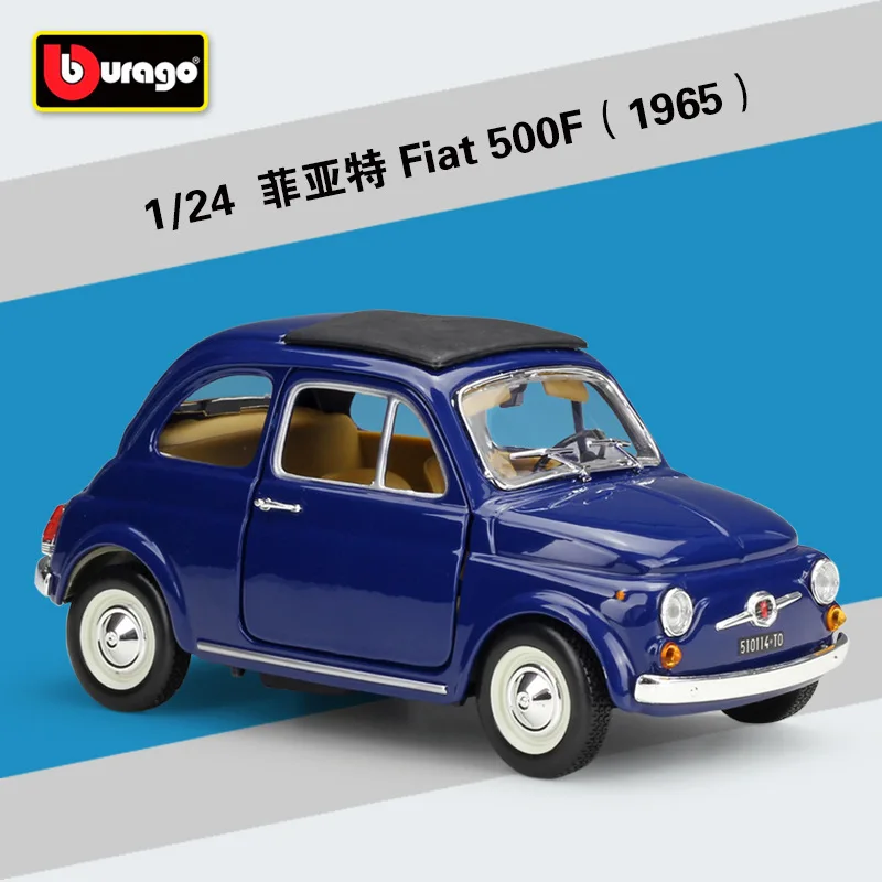 Bburago 1:24 Fiat 2007 Fiat 500 модель автомобиля из сплава Коллекционная игрушка Подарки - Цвет: 1965 Flat 500F