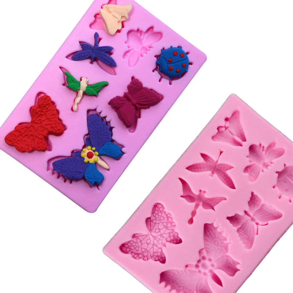 2 шт. формы для насекомых антипригарный силиконовый Конфеты формы для шоколада DIY мыло Плесень для домашней кухни (розовый)