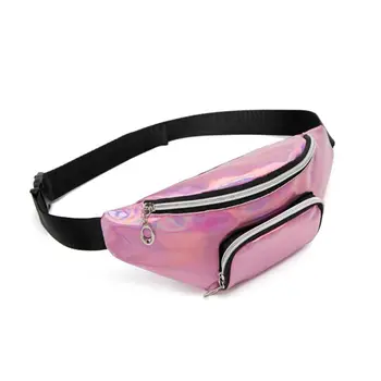 

Fashion Holographic Waist Fanny Pack Belt Bag Phone Pouch Travel Hip Bum Shoulder Bags Purse for WoMan Girls
