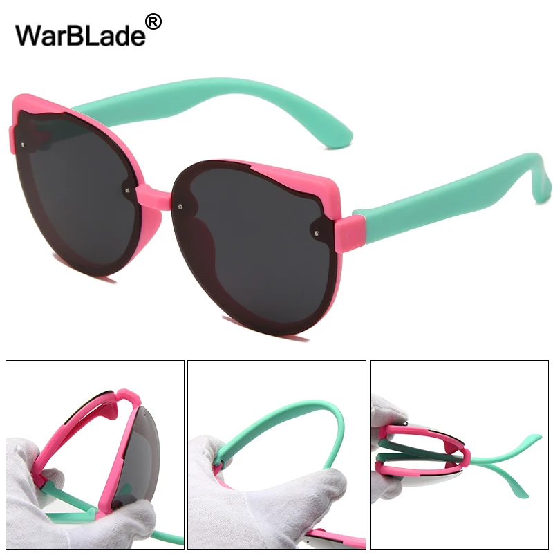WarBlade Nuovi occhiali da sole polarizzati per bambini Moda TR90 Occhiali da sole flessibili in silicone per bambini Occhiali retrò per ragazzi e ragazze_voghion.com