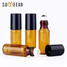 100 шт./лот, 5 мл бутылочки-роллеры для эфирных масел, многоразовые бутылки для рулонов, коричневая стеклянная бутылка с защитой от солнца, светильник для подарка на образец