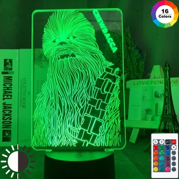 

3d Lamp Star Wars Chewbacca Nightlight for Kids Bedroom Decoration RGB Color Changing Touch Sensor Child Led Night Light Chewie