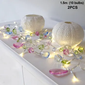

1.5m Fairy Warm White Wall Hanging Home Decor Party Indoor Outdoor Crystal Beads Battery Powered 10 LEDs Lamp Light String