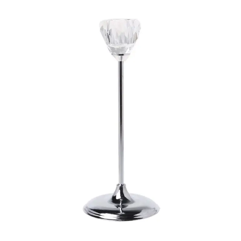 С украшением в виде кристаллов короткий держатель свечей металлический подсвечник свадебный стол центральный декоративный элемент - Цвет: S