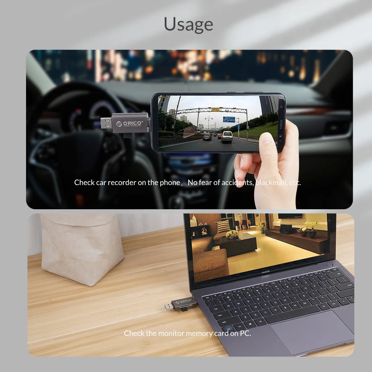 Orico type-C USB 3,0 2 в 1 SD/Micro SD TF высокоскоростной OTG считыватель карт памяти для type-C смартфона планшета компьютера ноутбука