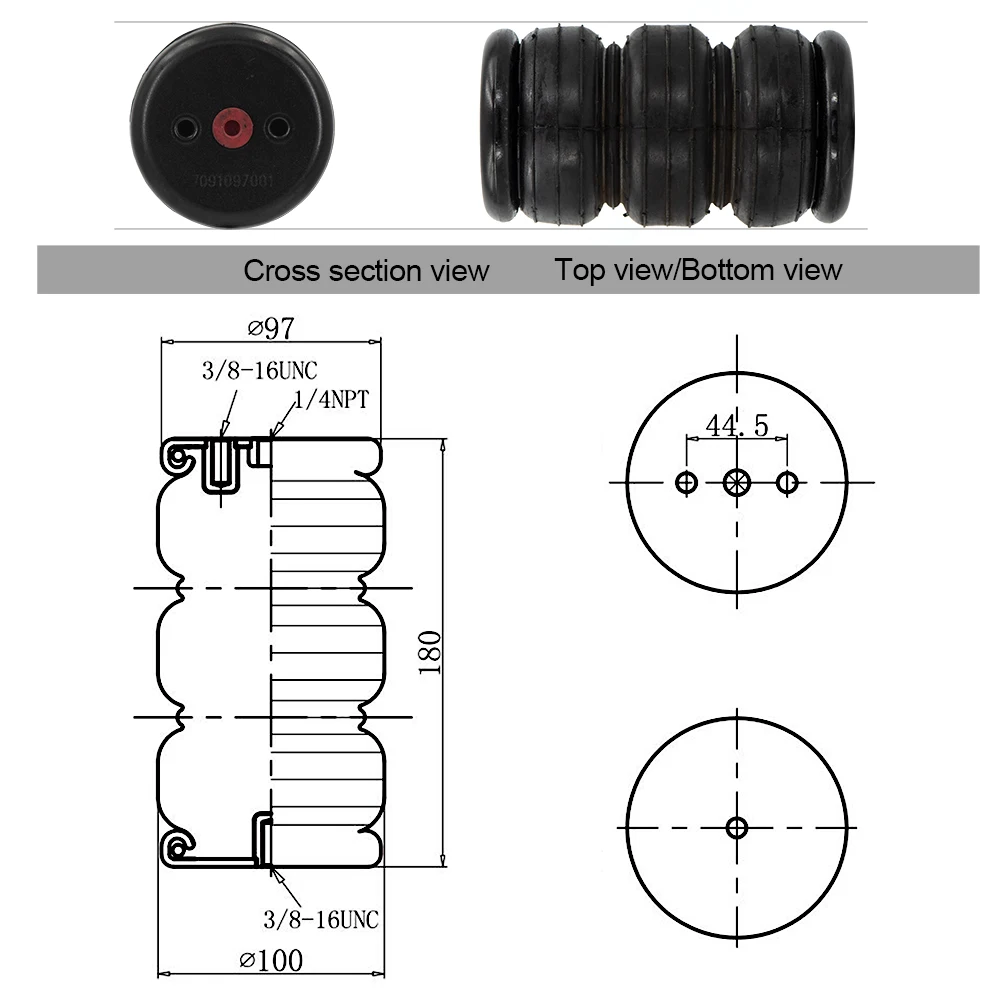 Shock Absorber Universal 3Rows Rubber Air Ride Suspension Shock Absorber Airspring for Truck or Pickup