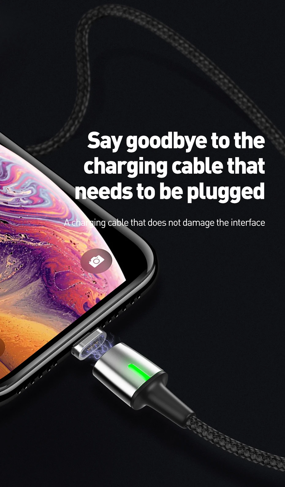Магнитный зарядный usb-кабель Baseus для iPhone XR Xs Max быстрое зарядное устройство samsung S10 huawei P30 USB type C светодиодный кабель Micro usb