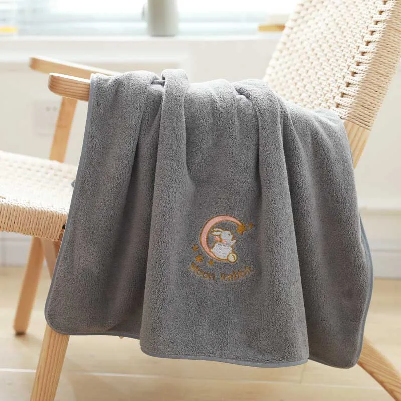 grey rabbit Белое мягкое домашнее банное полотенце для гостиницы, дорожное супер мягкое водопоглощающее Большое пляжное полотенце 60x120 см/70x140 см/75x150 см/90x180 см - Цвет: grey rabbit