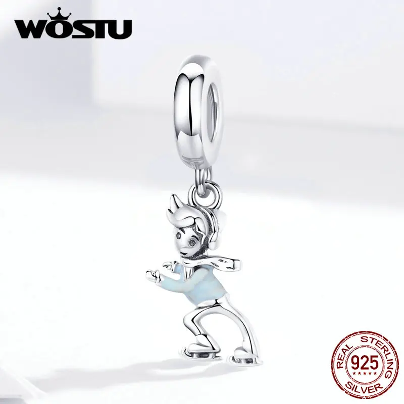 WOSTU, 925 пробы, серебряные, для катания на лыжах, для мальчиков и обнимающих, подвески для девушки, бусины, подходят к оригинальному браслету, подвеска, ювелирные изделия дружбы DXC1352