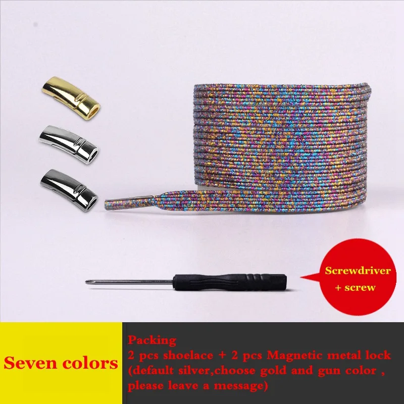 Seven colors Эластичные шнурки магнитные шнурки без шнурков креативные шнурки для обуви с быстрой фиксацией плоские шнурки для детей и взрослых Цветные шнурки для ленивых - Цвет: Seven colors