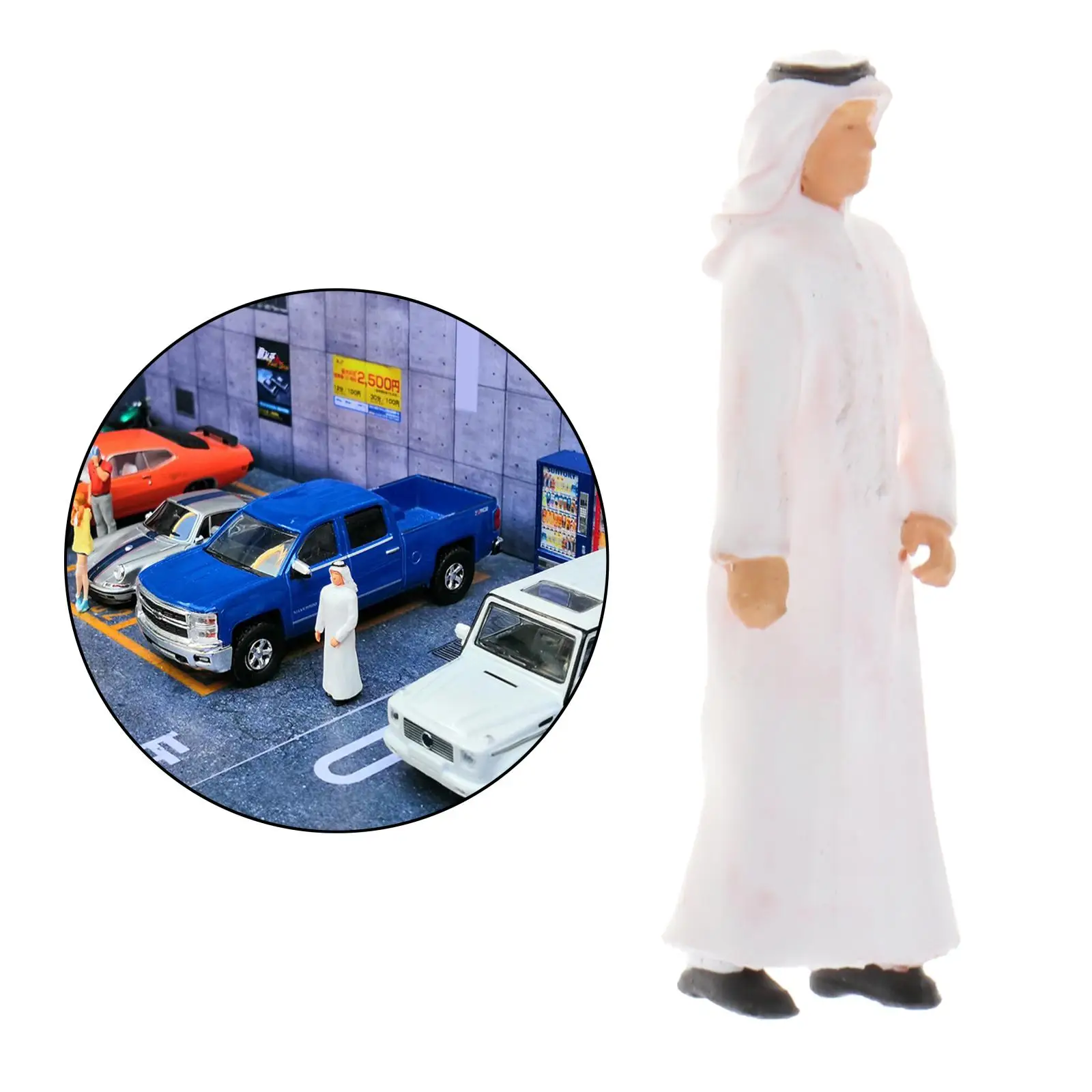 Street People Figures Model Dubai Prince Sports Car Owner Standing Pose Mini Miniature 1/64 Sand Table Photography Accessories