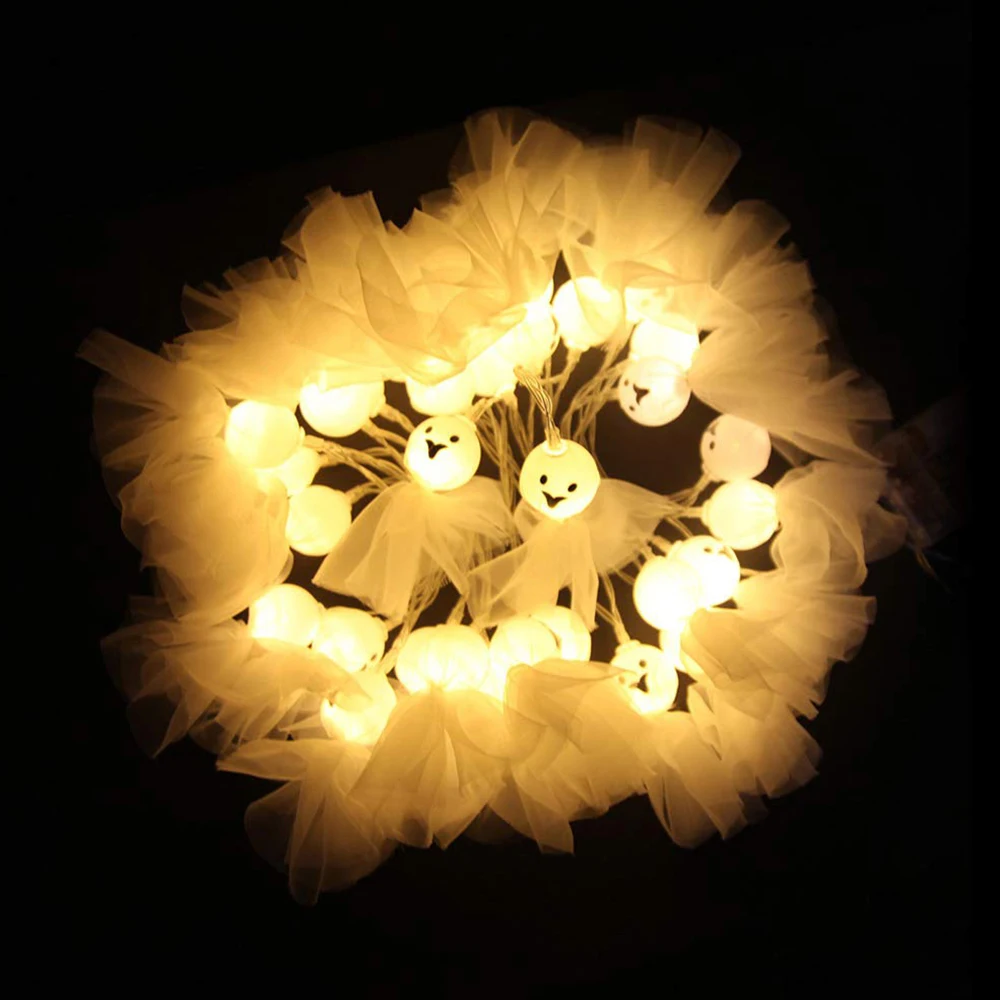 1,5 м/3 м 10LED/20LED призрак гирлянды для украшение на празднование Хэллоуина Рождественский праздник Праздничная гирлянда