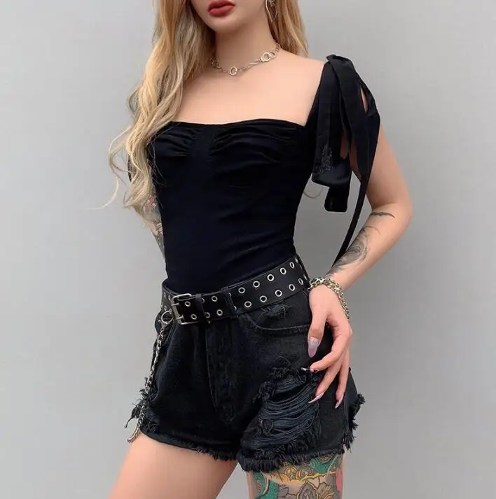 Женский винтажный короткий топ белый облегающий жилет на бретельках без рукавов