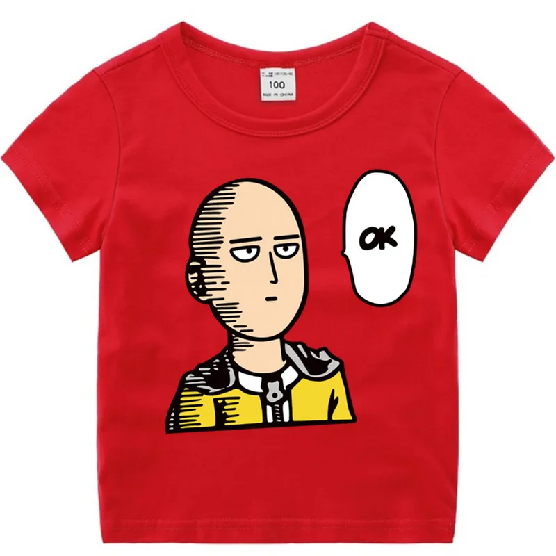 T47A-red Хлопковая футболка с рисунком «One Punch Man» для маленьких мальчиков и девочек Летняя детская Рождественская рубашка детская футболка с рисунком Роскошный топ - Цвет: T47A-red
