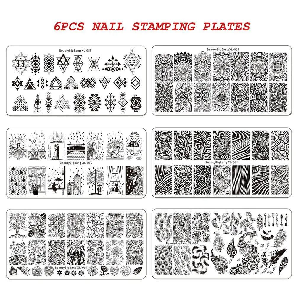 Online BeautyBigBang 14 teile satz Nagel kunst, Vorlage Kit Wasser Marmor Nagel Stamper Mit Klar Gelee Stempel Polituren Set