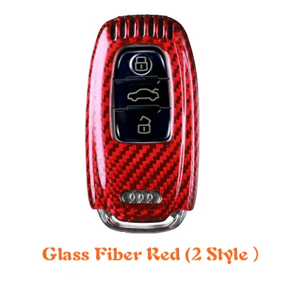 Glass Fiber Red 2 T-carbon Glass Carbon Fiber Car Key Protection Cover for Audi A4L A5 A6 A6L Q5 S5 S7 Protect Shell Car Styling Case Covers - Название цвета: Glass Fiber Red 2
