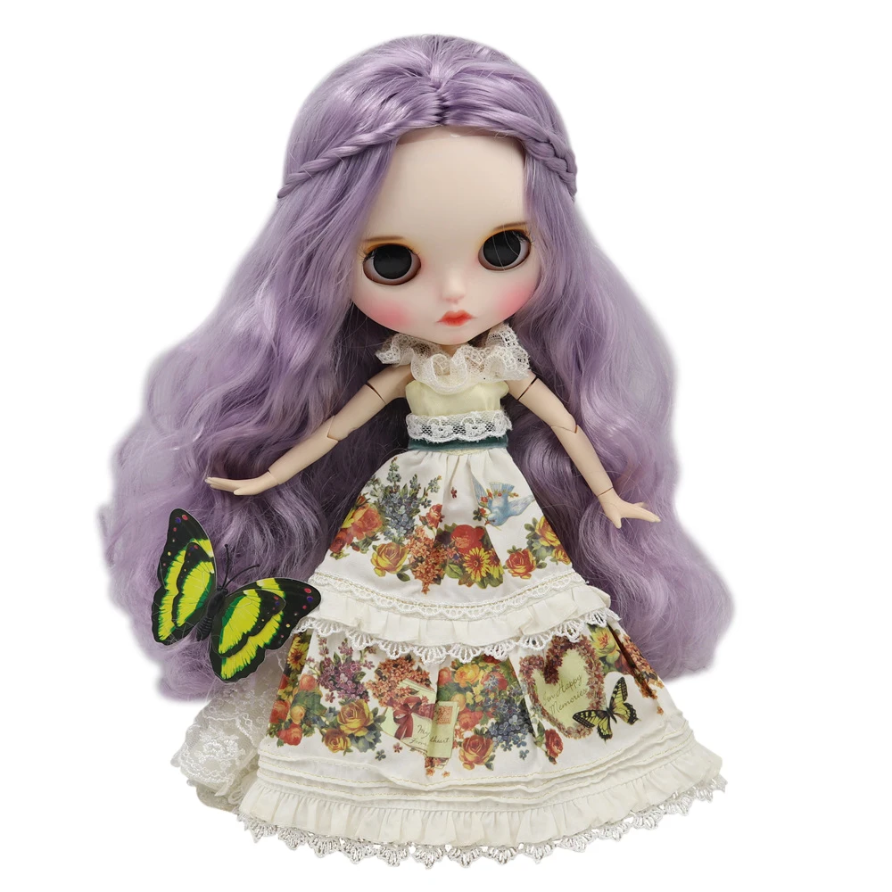Кукла Blyth от ICY DBS фиолетовые волосы цветные резные губы матовое лицо тело без