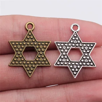 

WYSIWYG Charms Star Of David 2 Colors Antique Bronze Color Alloy Jewelry Making Accessories 28x20mm 10pcs/lot
