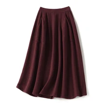 Shuchan 100% Cashmere Thick A-LINE Ankle-Length Japan Style Empire Winter Knitted Korean Fashion Clothing Skirts Womens