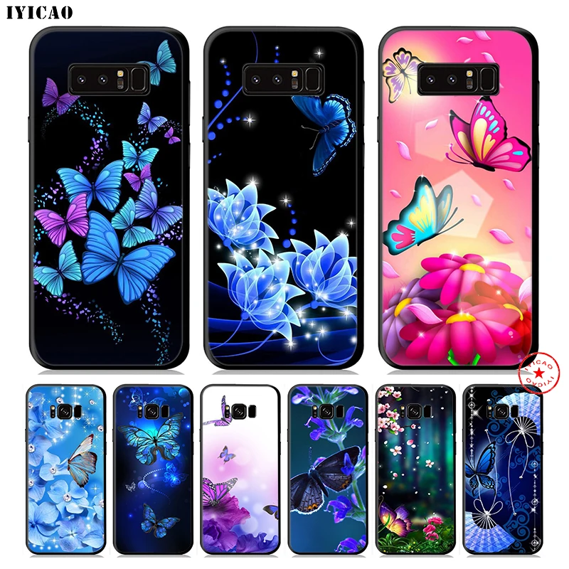 IYICAO Бабочка Синий Роскошный мягкий чехол для телефона samsung Galaxy S10e S10 S9 S8 Plus S6 S7 Edge