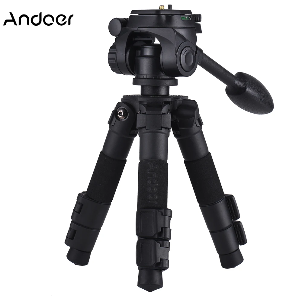 

Andoer Q166S Portable Mini Tripod Aluminum 3-Section Photography Tabletop Tripod w/3-Way Pan/Tilt Head for DSLR ILDC Cameras
