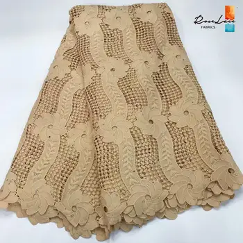 

Classical Design Rhinestones Cord Lace Cotton Fabric In Beige For Guinea Evening Gown Dresses Printed Milk Water Soluble Laces