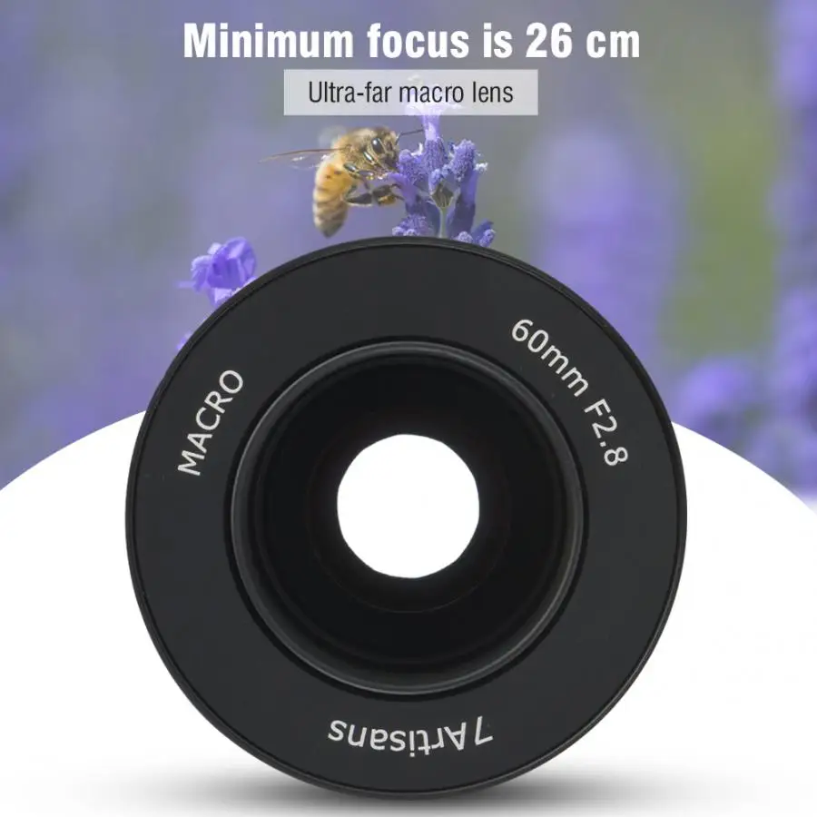 7artisans 60mm f2.8 1:1 Magnification Macro Lens Suitable for Sony E-mount Canon EOS RF Fuji M43 Nikon Z Mount Mirrorless Camera