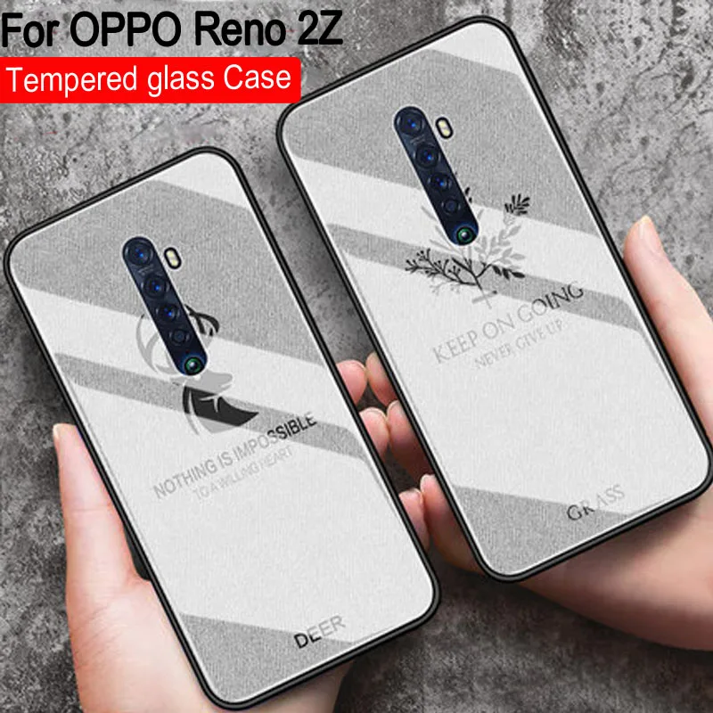 

Deer Grass Tempered Glass Case For OPPO Reno 2Z Soft silicone Hard Back Cover Shell For OPPO Reno2Z Cases For OPPO Reno 2 Z
