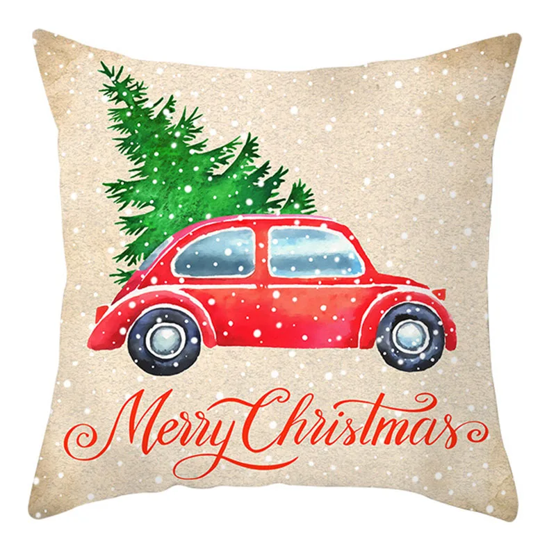 Чехол для подушки с рисунком Санта-Клауса, оленя, щенка, милые наволочки с рождественскими узорами, декоративный чехол для подушки из полиэстера, чехол для подушки - Цвет: 280D
