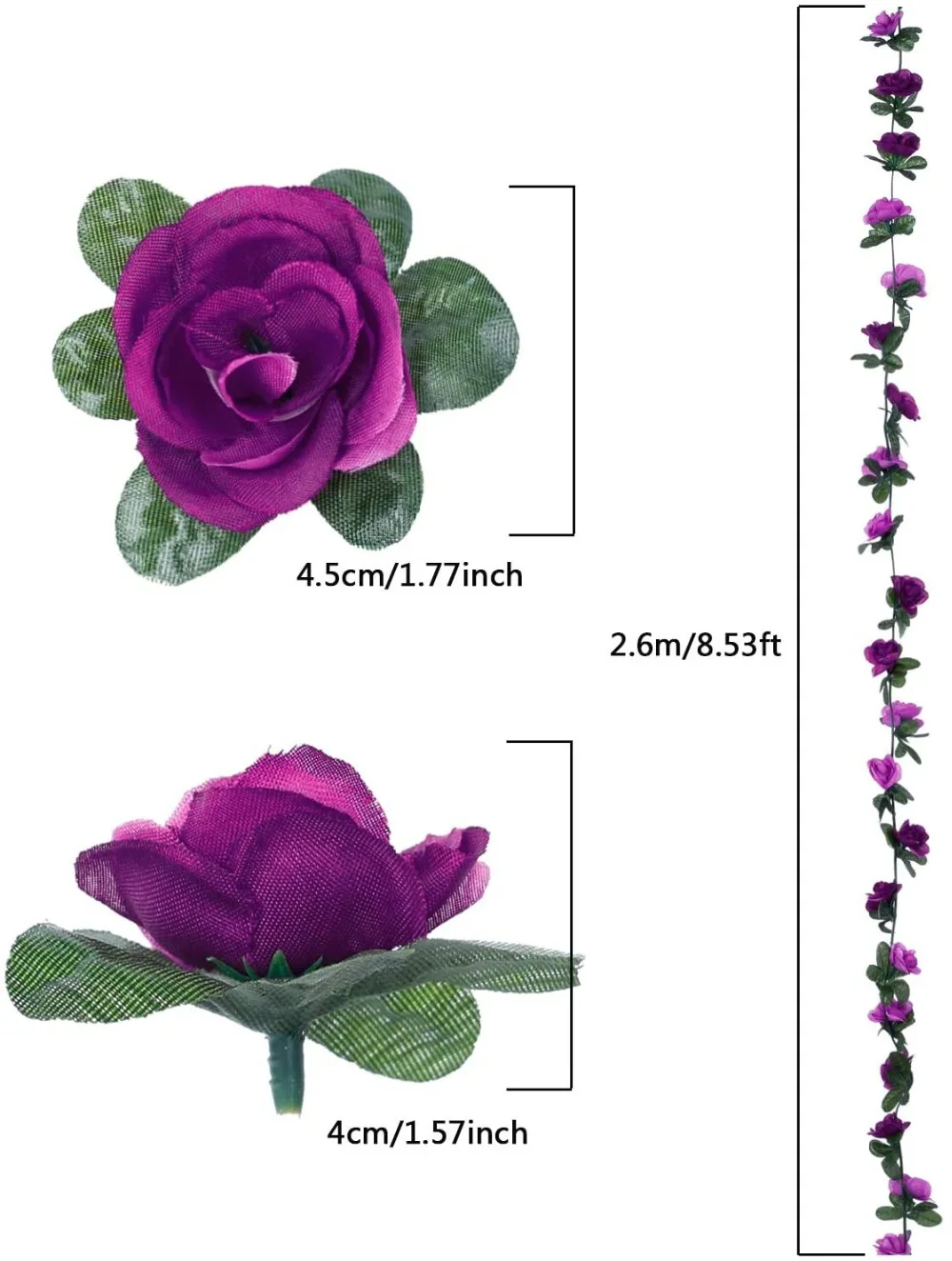 Elegant 2-Piece Rose Vine Garland Set for Wedding and Home Decor