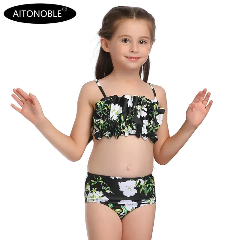 Aitonoble/Одежда для купания; комплект бикини для девочек; комплект принцессы из двух предметов; одежда для купания; костюм принцессы для костюмированной вечеринки - Цвет: Black